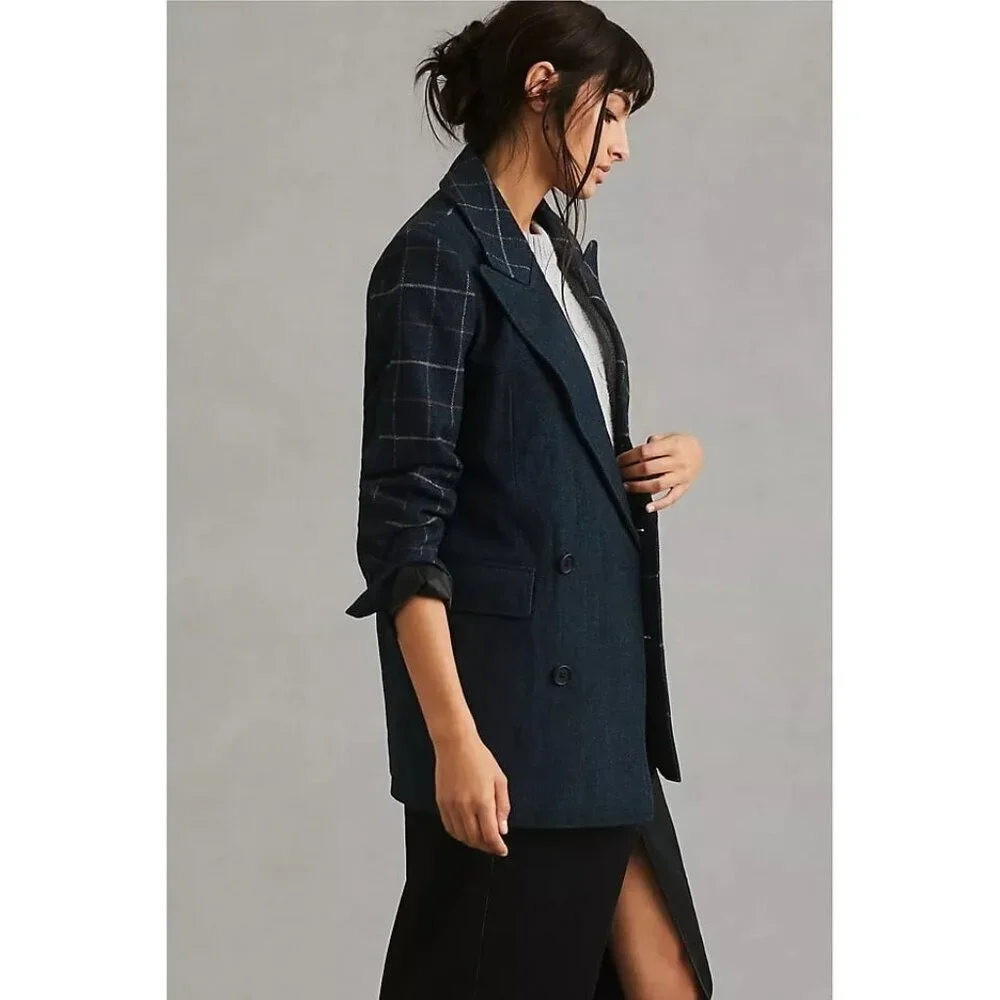 NWT Anthropologie Avec Les Filles Oversized Plaid Blazer - Picture 2 of 12